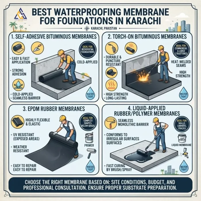 Best Waterproofing Membrane for Foundations in Karachi foundation waterproofing membrane